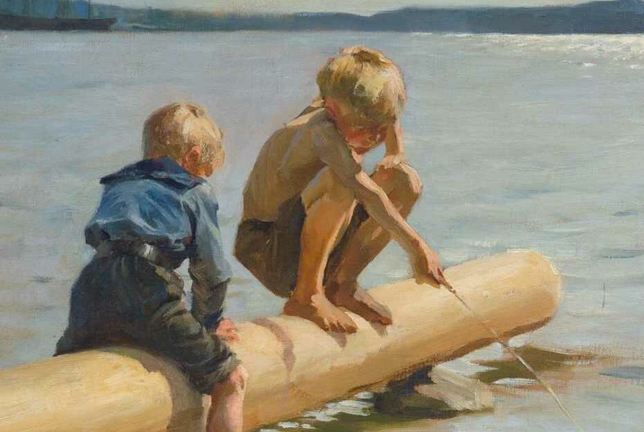 Albert Edelfelt (1854-1905). Leikkiviä poikia, 1884. Öljy kankaalle, 49,5 x 65,5 cm. Kuva: Matias Uusikylä.